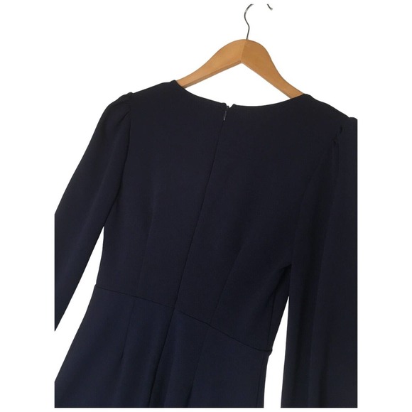 Lulus Womens Medium Style And Flare Ruffled Long Sleeve Mini Dress Navy Blue - Picture 4 of 16